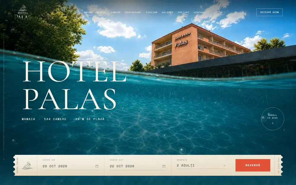 Site-ul Hotel Palas, făcut de Optical Web Design